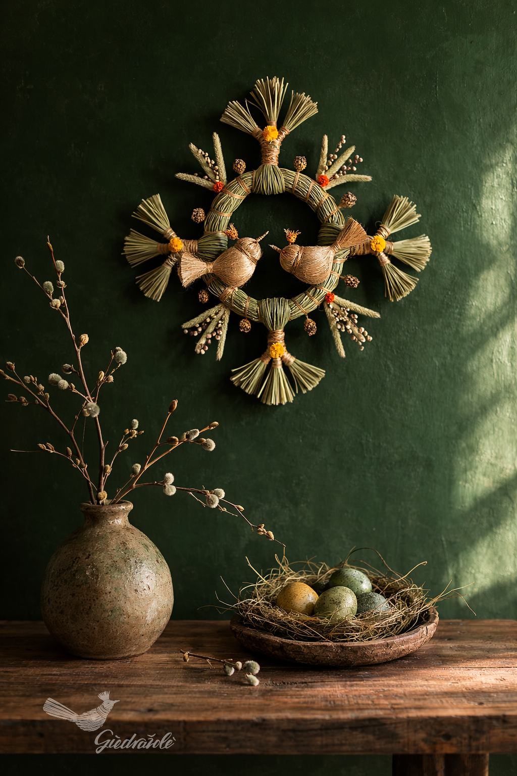 Little sun of grasslands with 2 birds